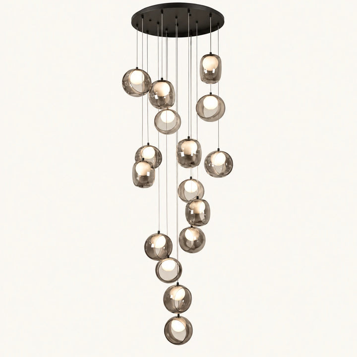 Bliss & Birch Cascading Smoke Glass Globe Chandelier