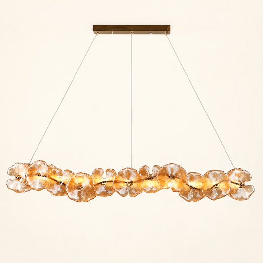 Floral glass linear pendant on a warm ivory background