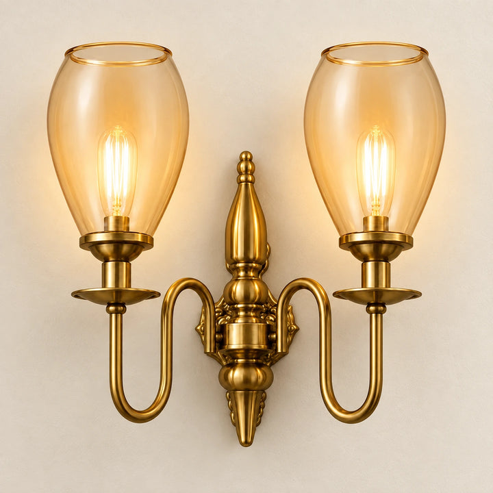 Bliss & Birch Twin Amber Tulip-Shade Wall Sconce