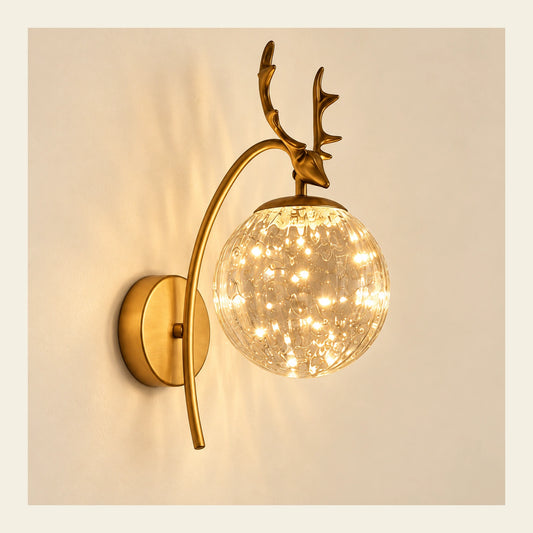 Antler bubble-globe wall sconce on a warm studio wall