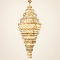 Grand vertical crystal cascade chandelier on a clean studio background