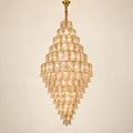 Tiered ribbed glass cascade chandelier on a clean studio background