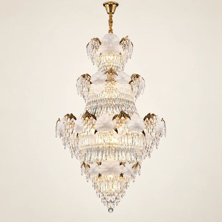 Bliss & Birch Tiered White Crystal Leaf Chandelier