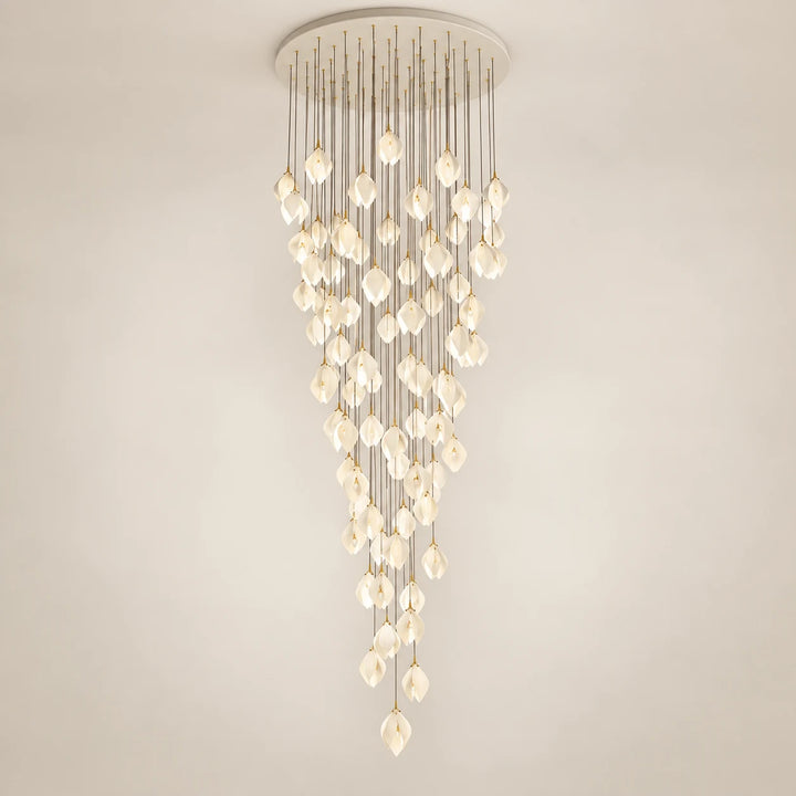 Bliss & Birch Cascading White Petal Double-Height Chandelier
