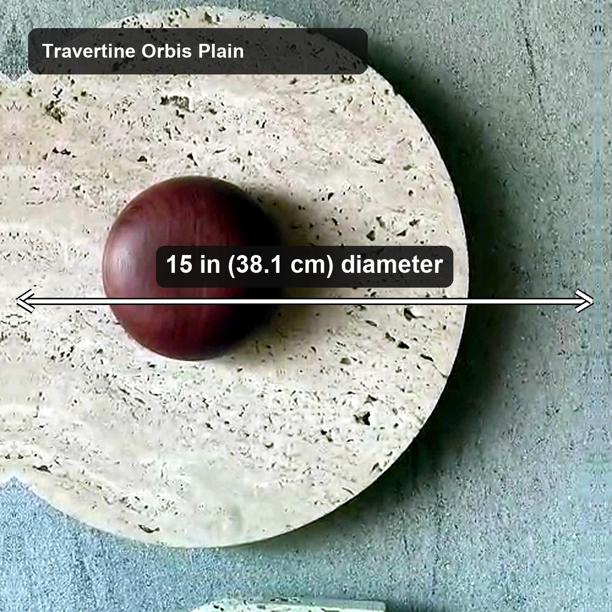 Travertine Orbis Plain Wall Lamp - Travertine Orbis Plain - verified dimensions marked on real product image