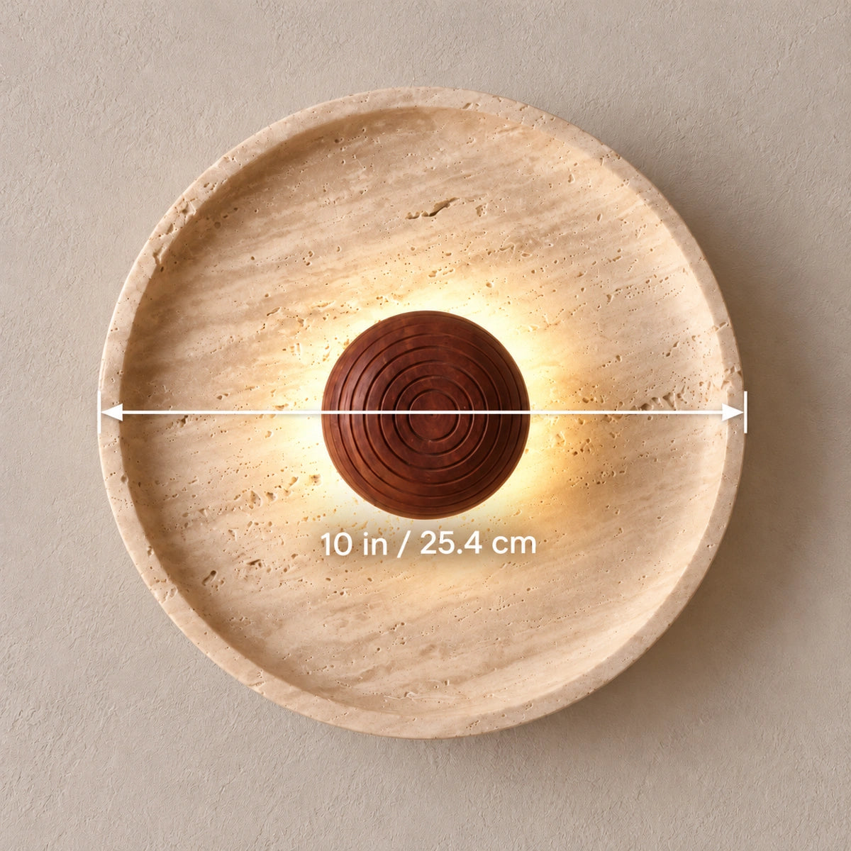 Travis Curv wall lamp — verified outer diameter 10 in / 25.4 cm on illustrative product image