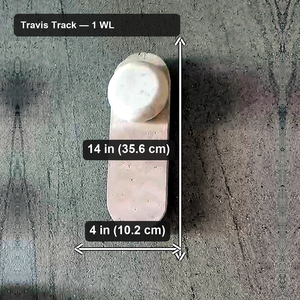 Travis Track Marble Wall Light - Travis Track — 1 WL - verified dimensions marked on real product image
