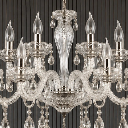 Close-up of the sculpted central glass column and crystal bowl