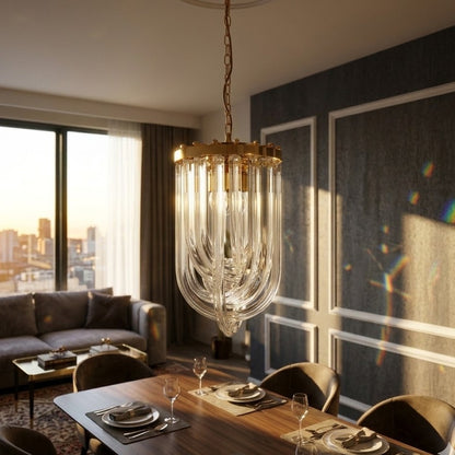 Contemporary Gold & Crystal Chandelier – Sleek Luxury - Bliss and Birch