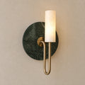 Vesta green marble wall lamp - generated full-fixture hero with white translucent stone light