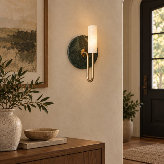 Vesta green marble wall lamp - generated entryway lifestyle illustration