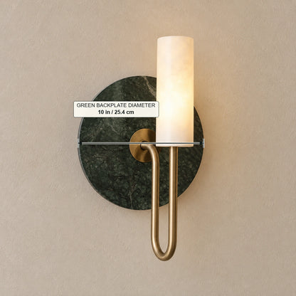 Vesta green marble wall light, generated illustration marking only the round green backplate diameter 10 in / 25.4 cm