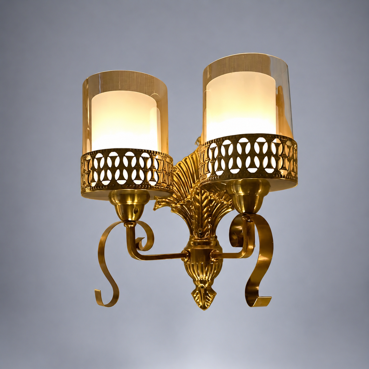 Vintage twin sconce — source-faithful edited product photo