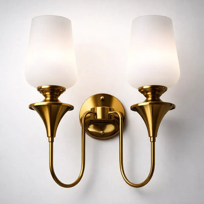 Traditional Dual-Light Glass Wall Sconce – Gold