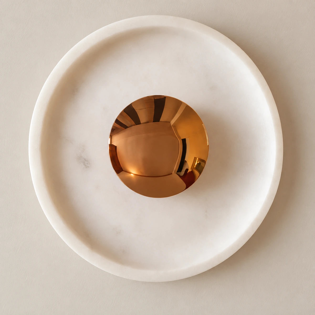 Generated product rendering of White / Rose Gold Orbis Curv wall light, based on supplier video