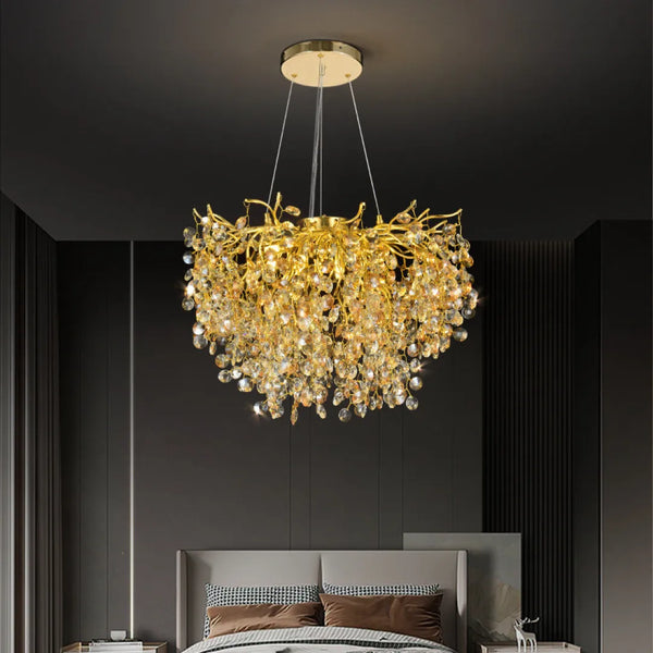 Nature's Willow Crystal Branch Chandelier – Luxury Gold & LED