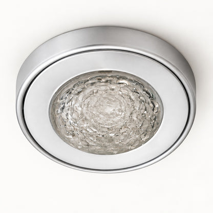Silver textured glass round flush-mount ceiling light — hero