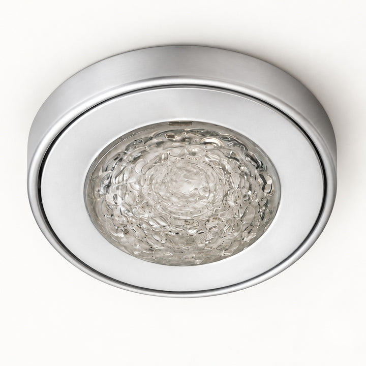 Silver Textured Glass Round Flush-Mount Ceiling Light