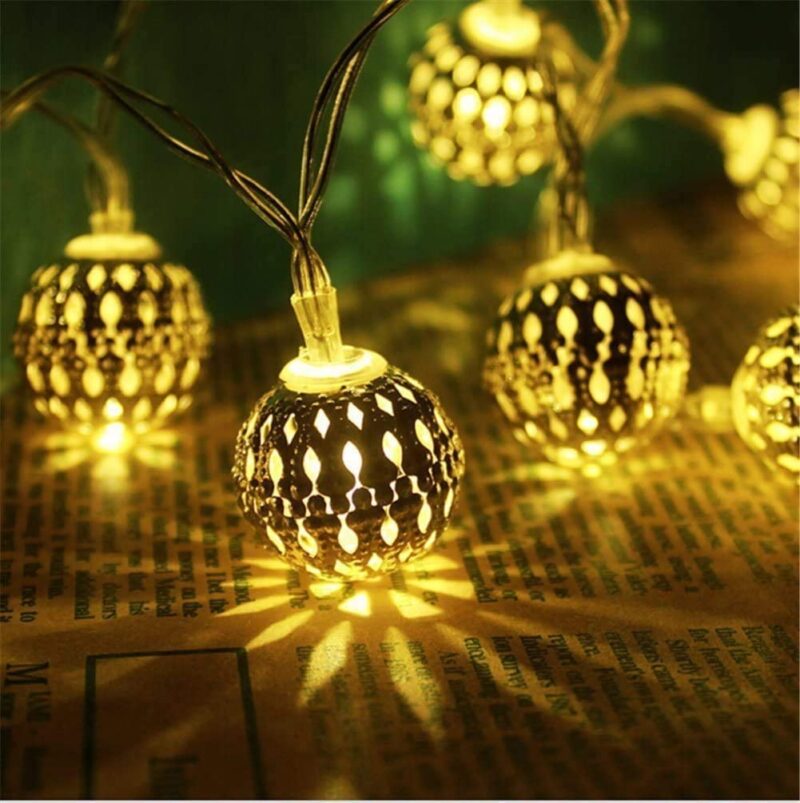 B&B Moraccan Metal Balls String Light Spherical Shape - Image 3