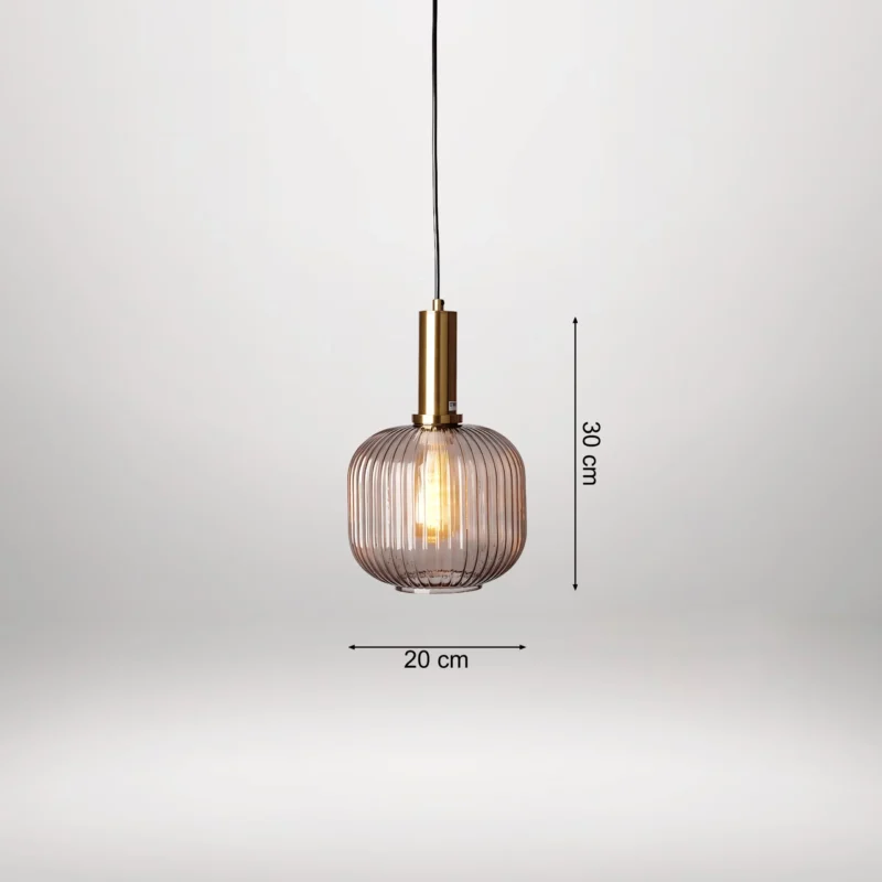 B&B Modern Ribbed Glass Pendant Hanging Light - Image 3