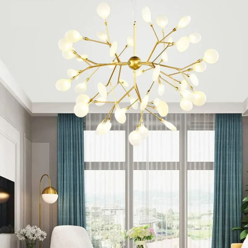 B&B Firefly Gold Frosted Chandelier