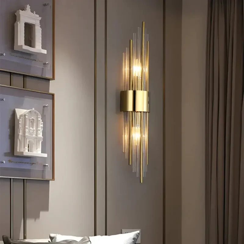 B&B Modern Vertical Gold LED Wall Sconce