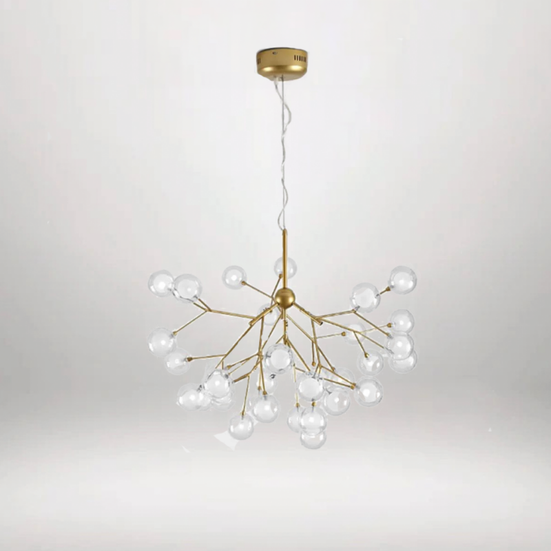 B&B Hand Blown Clear & Amber Glass Chandelier - Image 3