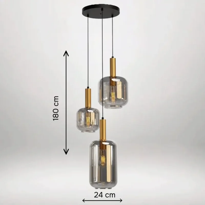 B&B Modern Smokey Glass Hanging Light - Image 3