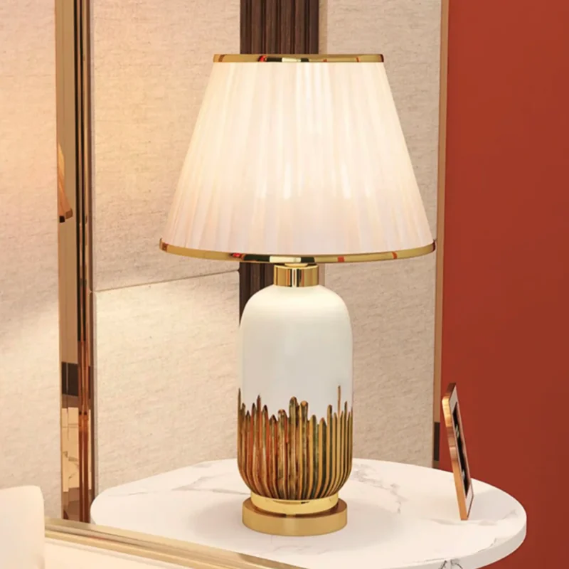 B&B Capsule Gold and White Ceramic Table Lamp Bedside Lamp