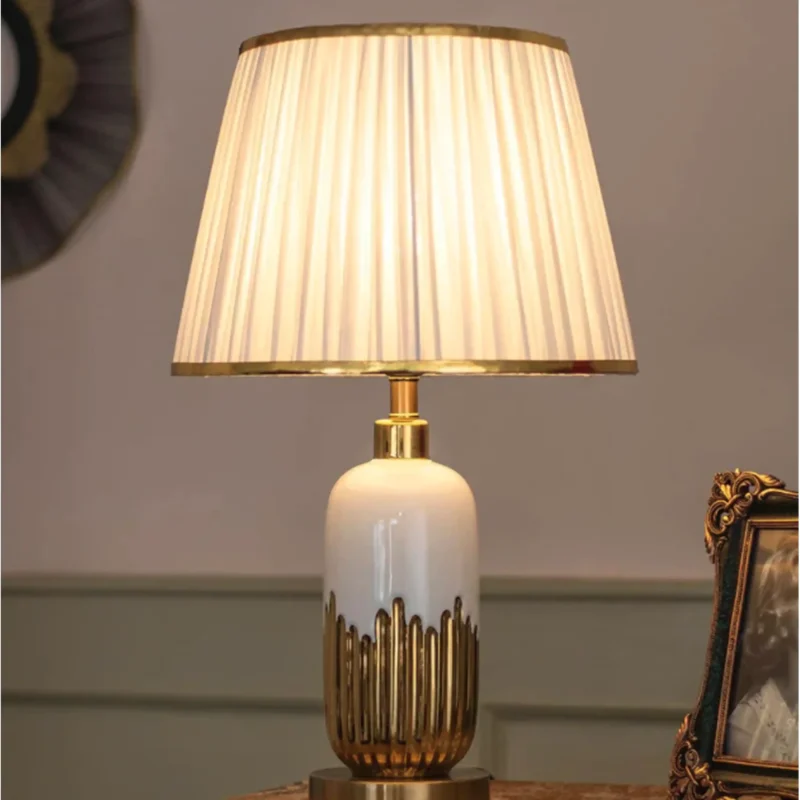 B&B Capsule Gold and White Ceramic Table Lamp Bedside Lamp - Image 8