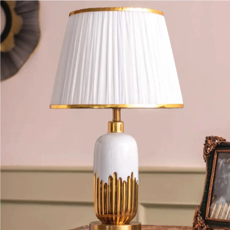 B&B Capsule Gold and White Ceramic Table Lamp Bedside Lamp - Image 2