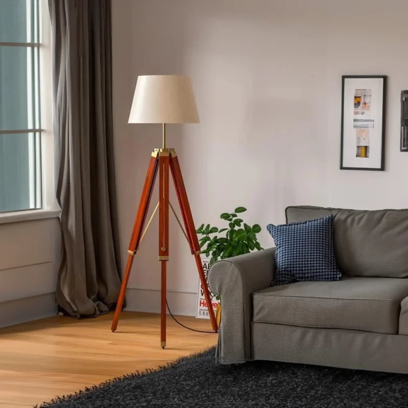 B&B Wooden Tripod Floor Lamp - Image 2